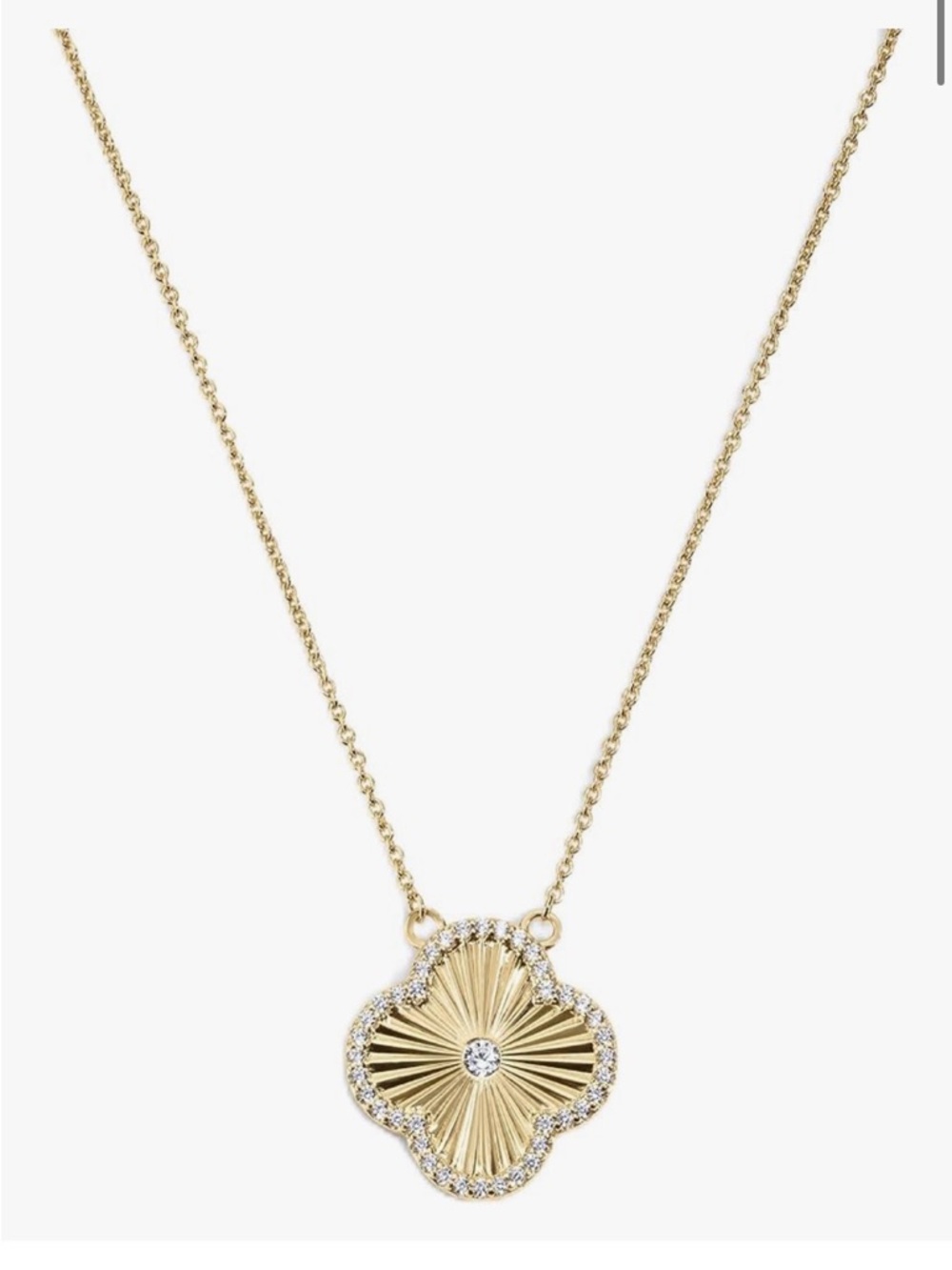 Electric picks gold clover necklace